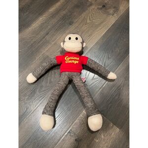 Curious George Sock Monkey Plush Schylling Brown Red Shirt Stuffed‎ Animal Toy